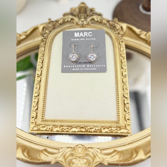 Jewelry - MARC Sterling Silver Heart Earrings – Swarovski® Marcasite & Cubic Zirconia